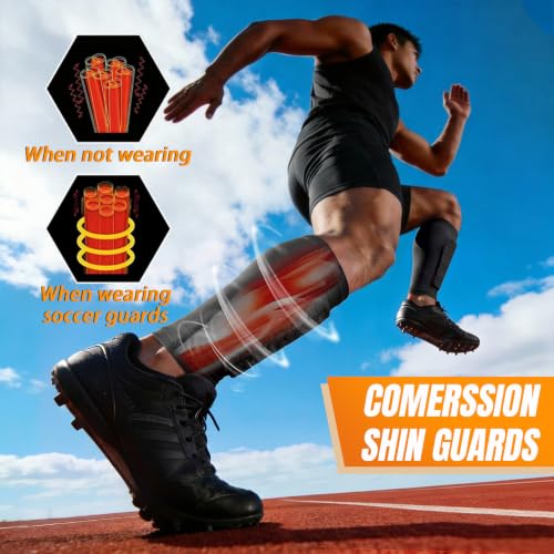 XZQTIVE Soccer Shin Guards Shin Defender for Kids Youth Adult, Ski Shin Guard Calf Compression Sleeve with Honeycomb Shin Pads - color: black, size: X-Small