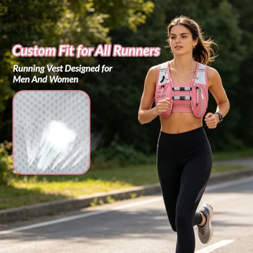 Runlight Running Vest for Women Men, Adjustable Hydration Backpack Breathable Reflective with 1.5L Water Bladder for Hiking, Trail, Running, Marathons, Cycling - color: Pink