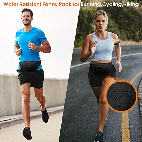 Large Fanny Pack for Women Men - Syican Waist bag with 3-Zipper Pockets - color: Black+Extended Belt