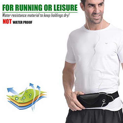 USHAKE Running Belt with Extender Belt, Bounce Free Pouch Bag, Fanny Pack Workout Belt Sports Waist Pack for Apple iPhone Samsung Note Galaxy in Running Walking Cycling-05BK