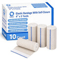 Vakly Elastic Bandage Wrap 4'' x 5 Yds, Self-Closure Compression Roll 10 Pk - size: 4 Inch (Pack of 10)