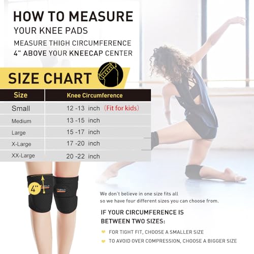 HUEGLO Dance Volleyball Knee Pads for Women Plus Size Soft Cushion,XXL - color: Black, size: XX-Large