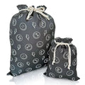 Gather & Knot Drawstring Gift Bags | 20" Large 12" Small | Premium Canvas | Reusable Fabric Wrap for Boy Birthday, Baby Shower | Happy Face - color: Happy Face