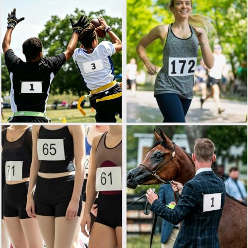 Azarxis Running Bib Competitor Numbers with Safety Pins, Tyvek Tearproof Waterproof 4"x7" / 6"x7.5" for Marathon Races Events - color: #01 [4"x7"] Numbers 401-500