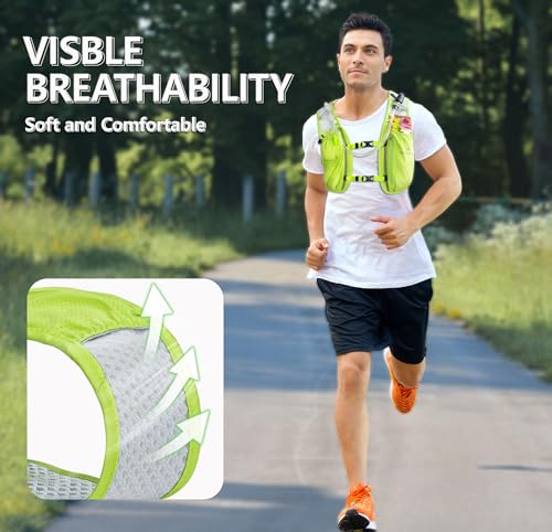 N NEVO RHINO Running Vest with 1.5L Water Bladder, Hydration Vest Pack - color: Yellow