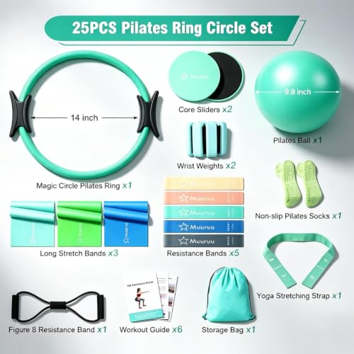 Pilates Kit Equipment, Pilates Ring and Ball for Women Home Workout - color: Green