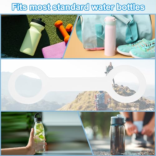 PATIKIL Water Bottle Carrier Grip, Portable Soft Silicone Non-Slip Water Handle Grip Water Bottle Holder Strap - color: White