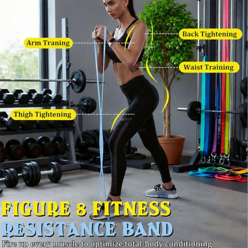 Resistance Bands with Handles,Figure 8 Resistance Band Elastic Fitness Bands Exercise Band for Home Yoga Gym Workout - color: Grey25LB-Enhanced Version