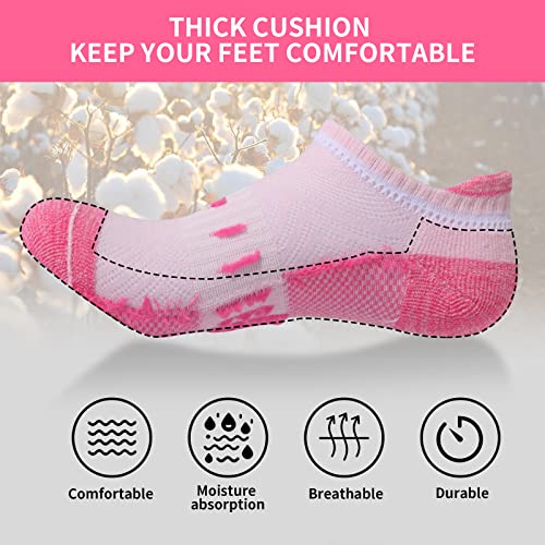 YOJOOM Women Athletic Ankle Socks 6 Pairs, Cushioned Arch Support Running Low Cut Socks, Breathable Mesh Non Slip - color: Multicolour, size: 8-10
