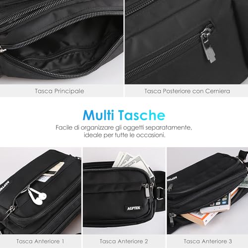 AGPTEK Fanny Pack for Women Men, Waist Wallet Bag,Adjustable Bum Belt Pouch for Travel, Running, Shopping, Hiking, Dog Walking, Cycling, Climbing, Small, Black