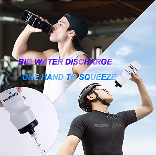 Squeeze Sports Bottle 750ml, Leakproof Drinks Bottle, BPA Free - color: Black+White, size: 2‑Pack