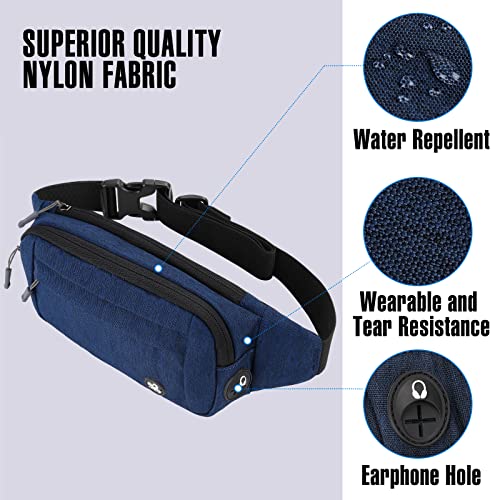WATERFLY Small Fanny Pack Crossbody Lightweight Waist Bag for Woman Man - color: Navy Blue