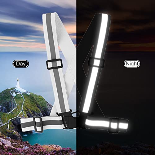 Running Reflective Vest Gear 3 Pack, Adjustable Safety Vest High Visible Reflective Belt Straps Night Walking Vest - color: Green,Gray,White