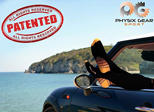 Physix Gear Compression Socks 20-30 mmHg - Men & Women - Running, Nurses, Shin Splints, Flight, Travel - color: Black/Orange, size: XX-Large