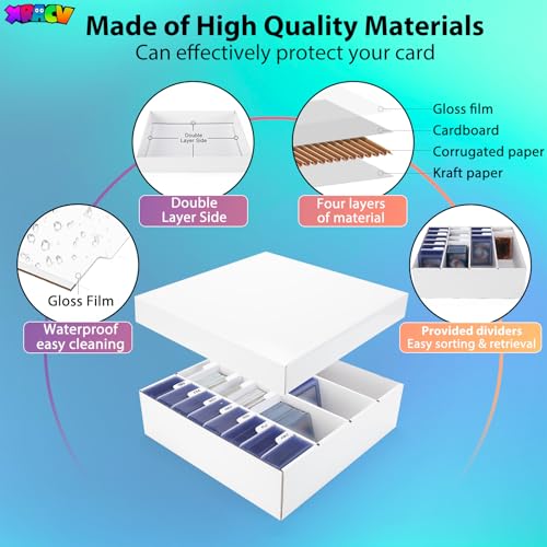 Trading Card Storage Box, 4 Row 3200 Count Collector Cards Box with Divider - size: 1 piece 13in for Toploader