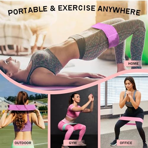 KANGFITER Non-Slip Fabric Resistance Bands for Working Out 3 Levels - color: Green, Pink, Purple 3 PCS