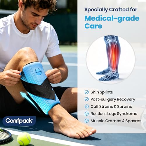 Comfpack Reusable Ice Pack for Calf, Shin, Eblow, 2 Hours Cold Therapy Warp