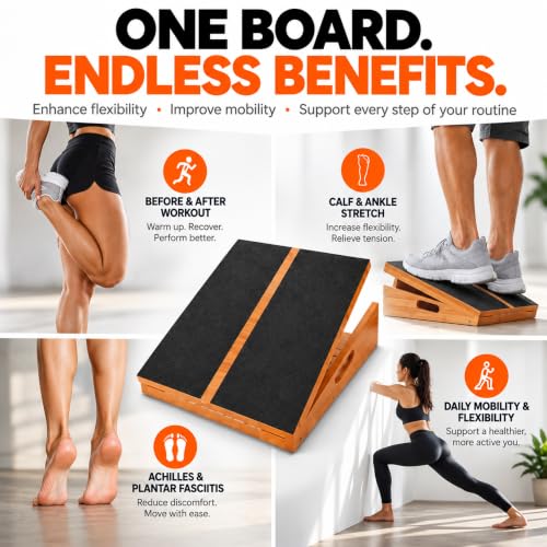 16" Wide Slant Board for Exercise, Calf Stretch Board, 500 lbs Capacity - size: Large Wide Slant Board (18”L × 16”W)