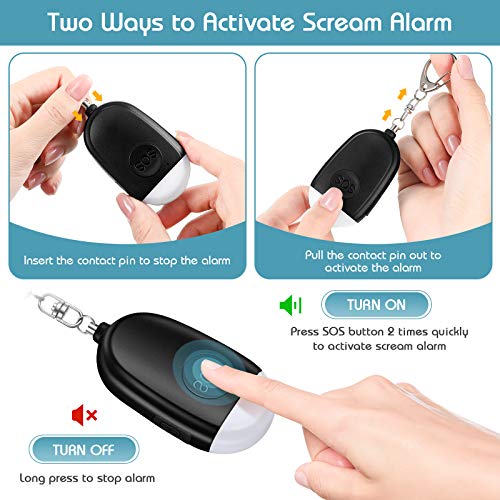 Frienda 4 Pcs Personal Security Alarm Keychain 130 DB USB Rechargeable