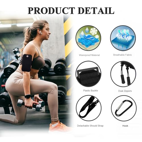 Phone Holder for Running Armband,Cell Phone Purse Small Crossbody Bags for Women Men Kids Pouch,iPhone 11 12 13 14 15 16e 16 17 Pro Max Xs X Xr Plus Mini Galaxy Ultra S26 S25+ Note Arm Bands - color: 6-Black with Crossbody Strap&Hook