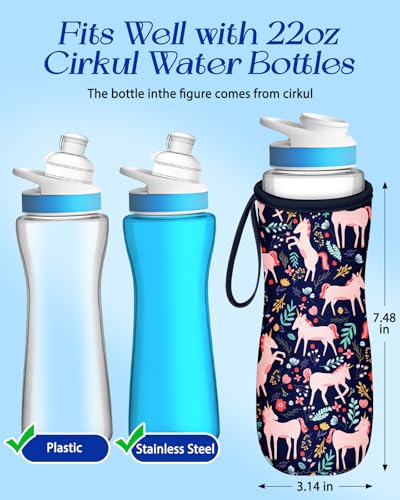 Water Bottle Sleeve for Cirkul 22 oz - Bottles Cover Holder Carrier Bag with Handle Strap - color: Pink Dark Purple