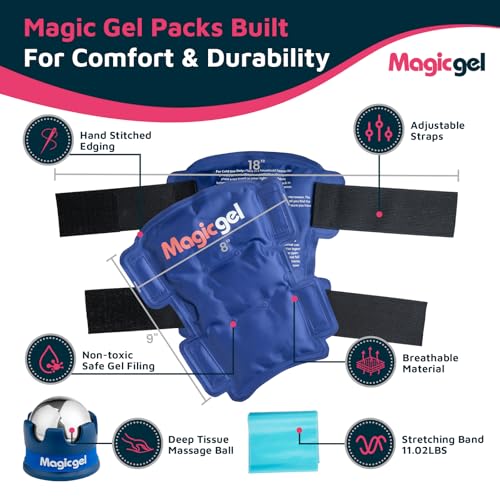Shin Splint Relief: Hot & Cold Packs, Cryoball & Stretch Bands for Shin Splints | Hot & Cold Therapy for Leg Pain Relief | by Magic Gel - style: Shin Ice Pack Set