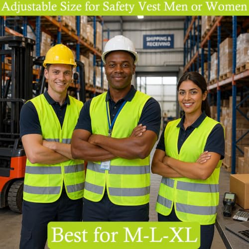 12 Pack Safety Vests with Pockets Yellow Reflective High Visibility,Hi Vis Silver Strip for Men Women Cycling Running Surveying Volunteer Crossing Guard - color: Yellow, size: Medium