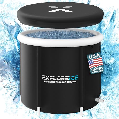 Explore Ice Bath Pro Max XL Cold Plunge Barrel Tub, Black/White, 100 Gallon