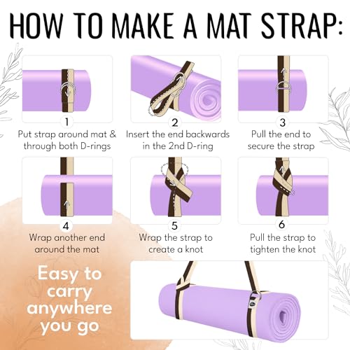 TECEUM 2 IN 1 Yoga & Mat Strap for Stretching – Cotton – 6/8/10 ft - color: Brown Beige, size: 6 ft
