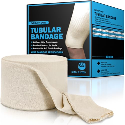EVERLIT Elasticated Tubular Support Bandage | Stockinette Tubing for Large Arm, Knees, Legs | Light to Moderate Compression Bandage Roll For Tissue Support (Size G+ | 5" x 11 yd) - size: Size G+ | 5" x 11 yd
