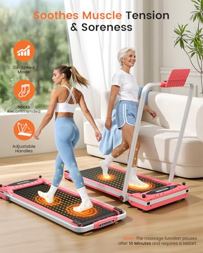 ANCHEER Walking Pad with Incline - Under Desk Treadmill with Handle Bar - color: Rose Gold Pink