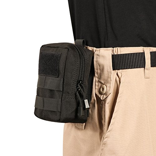 Tactical Molle Pouches Multi-Purpose Military Nylon Waist Pack Utility Bag Detachable Patches Pouches for Dog Vest Harness - color: Black