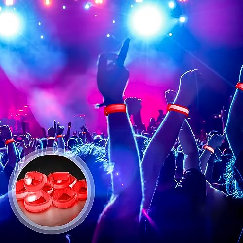 M.best 8pcs LED Light Up Bracelets Glow Flashing Wristbands Glow in The Dark Party Supplies for Wedding, Raves, Concert, Camping,Sporting Events, Party Red - color: 8pcs Red
