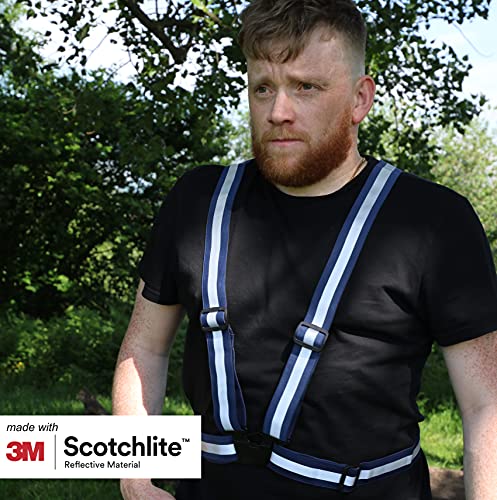 Salzmann Adults Reflective Cross Belt | Hi Vis Adjustable Safety Harness - color: Navy (Adult)