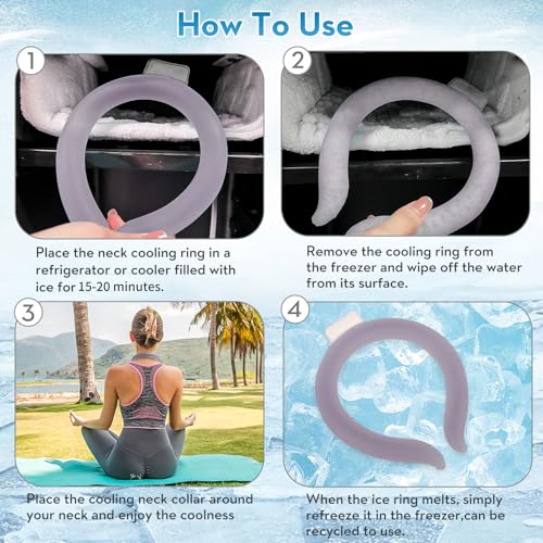 2 Pack Neck Cooling Tube with Insulated Cooling Bag, Reusable PCM Ice Ring - color: Gray*2