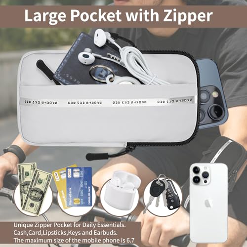 Armband Cell Phone Holder, Crossbody Phone Purse for Running Walking, Adjustable Strap Phone Pouch Holster for Men Women (Silver Gray) - color: Silver Gray