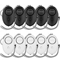 Personal Alarm for Women, 10Pcs 140dB Self Defense Keychain LED Light - color: Black & White