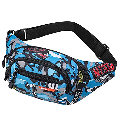 AIBEARTY Kids Fanny Pack Boys Small Camouflage Waist Pack Belt Waist Bag Pack Pouch with Adjustable Strap for Children Sport Running, Camping, Trip - color: B Blue