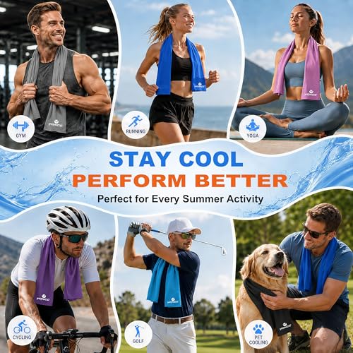 YQXCC 2 Pack Cooling Towels (47"x12"), Ice Cool Towel for Neck & Face - color: 2*light Blue