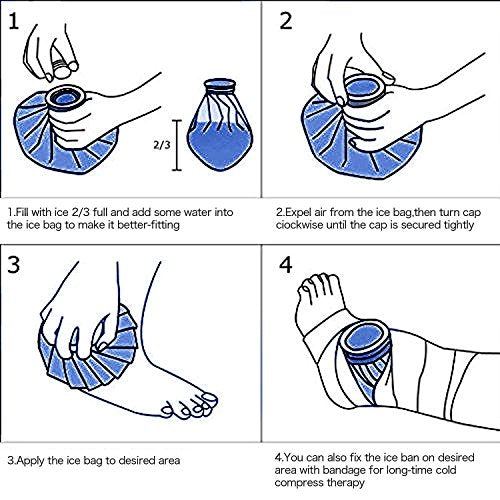 elitehood Reusable Ice Bags for Injuries, Refillable Ice Pack Hot Water Bag
