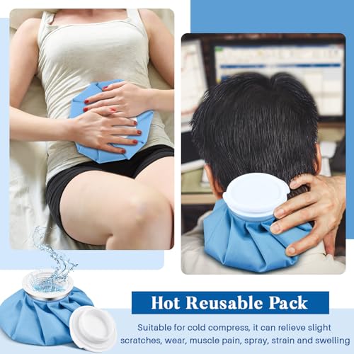Honoson Reusable Ice Bags for Injuries 2 Pack, 6” Hot & Cold Ice Packs, Leak Proof Cold Compress for Pain Relief, Swelling, Sprains, Headache, Fever & Summer Cooling Relief, Toothache(Blue) - color: Blue