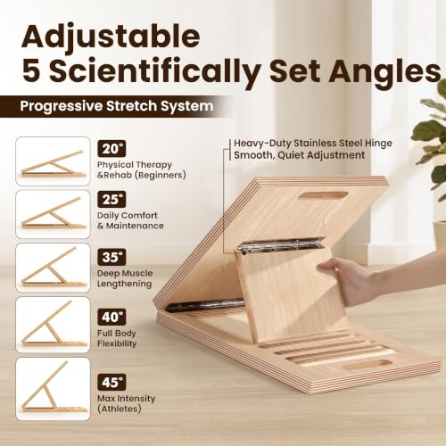 Premium Adjustable Wooden Slant Board for Calf Stretching & Squats, 330lb