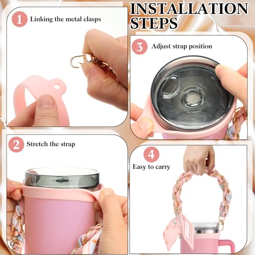 SiliFine Silicone Tumbler Strap Holder with Sling, Carrier - color: Striped Pink