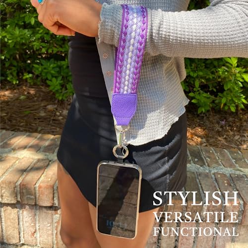 Save the Girls Clip & Go Phone Lanyard with Wallet Pouch, Fun Dots Dark - color: Dark Purple/Light Purple
