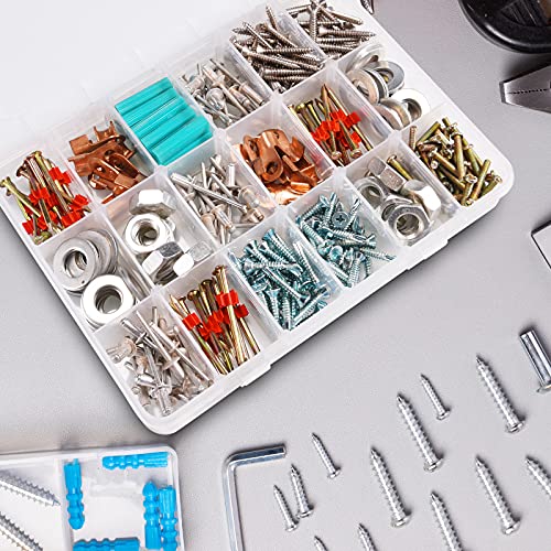 Exptolii 18 Grids Plastic Organizer Box with Dividers, Clear Compartment Container Storage for Beads Crafts Jewelry Fishing Tackles, Size 7.9 x 6.2 x 1.2 in (Pack of 3) - size: 1x 18 Grids (Pack of 3)