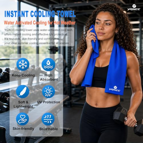 YQXCC 4 Pack Cooling Towels, 40"x12", Ice Cool Towels for Neck & Face - color: Dark Blue, Light Blue, Light Gray, Purple
