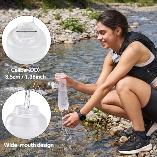 500ml Soft Flask, 2 Pack TPU Collapsible Water Bottle for Running - color: 500ml Grey