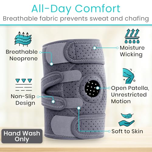 Vive Knee Brace for Meniscus Tear - ACL & Patella Support for Men, Women - color: Gray