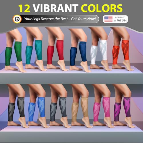 BLITZU Calf Compression Sleeves, Footless Compression Socks for Men & Women - color: Pink, size: Large/X-Large
