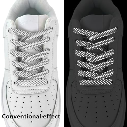 9mm Flat Reflective Shoe Laces for Hiking Running Sneakers - color: White, size: 47in/120cm